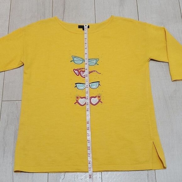 BUA/BUA RETRO SUNGLASSES SWEATER/TUNIC, Sz M, YELLOW, COTTON, NWOT - Picture 8 of 13